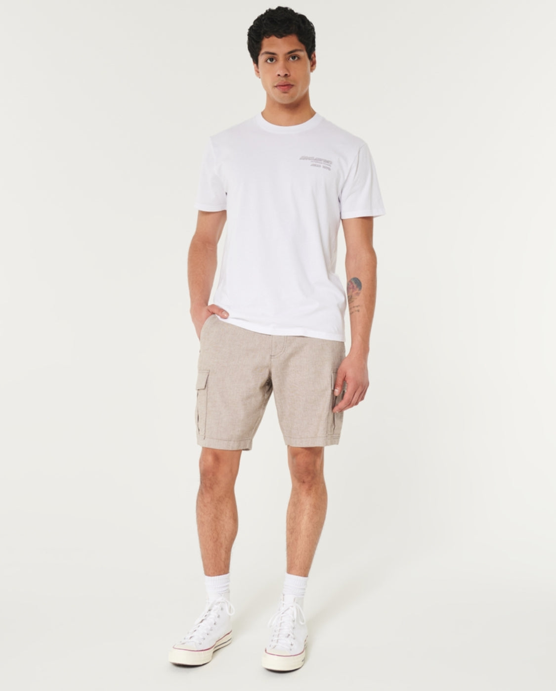 Short à enfiler mi-cuisse en mélange de lin