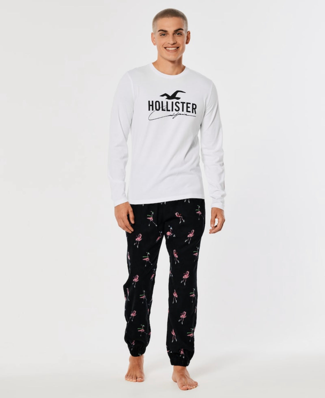 Ensemble T-shirt graphique à manches longues et jogging en flanelle