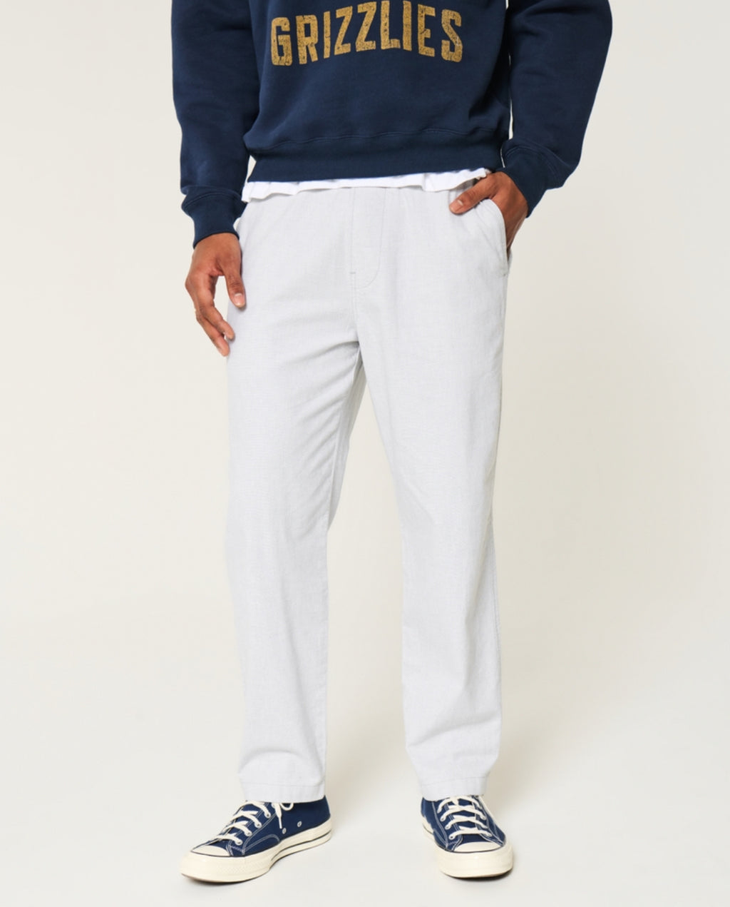 Pantalon ample à enfiler en lin mélangé