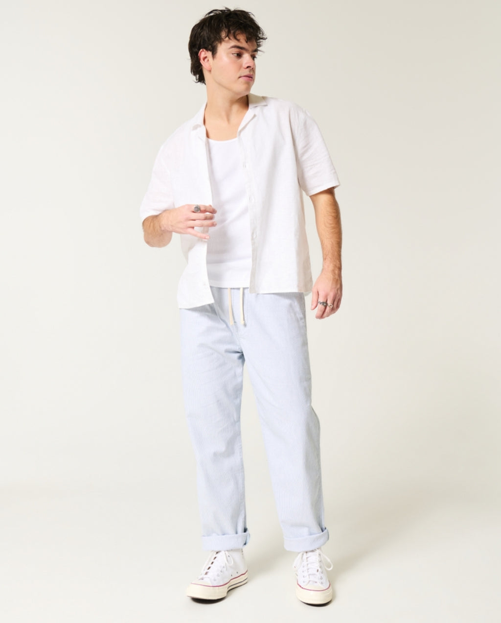 Pantalon ample à enfiler en lin mélangé