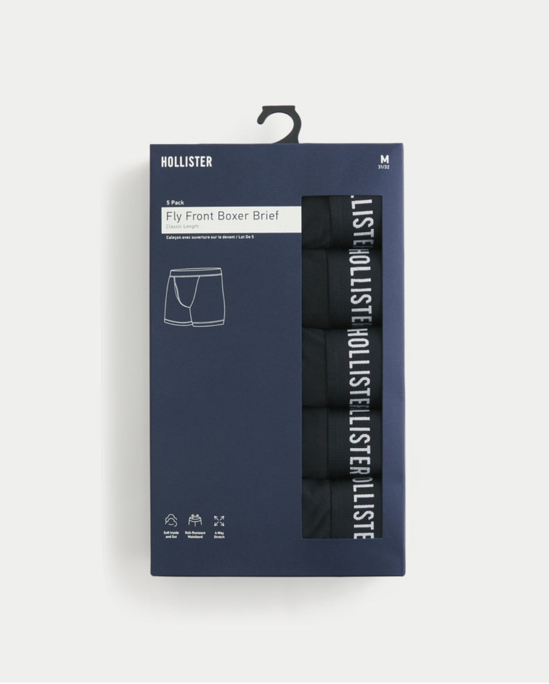 Lot de 5 boxers classiques à braguette invisible Hollister
