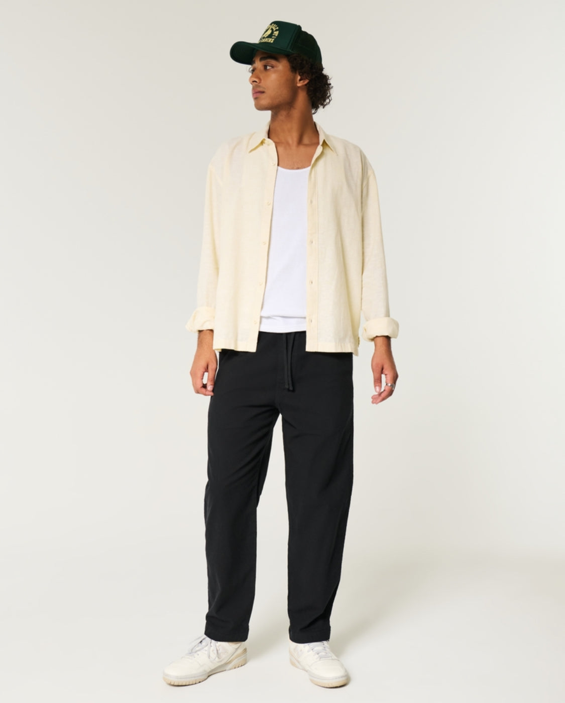 Pantalon ample à enfiler en lin mélangé