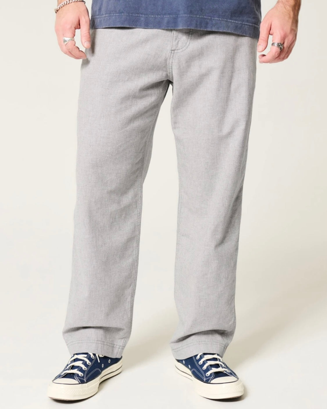 Pantalon ample à taille flexible en mélange de lin