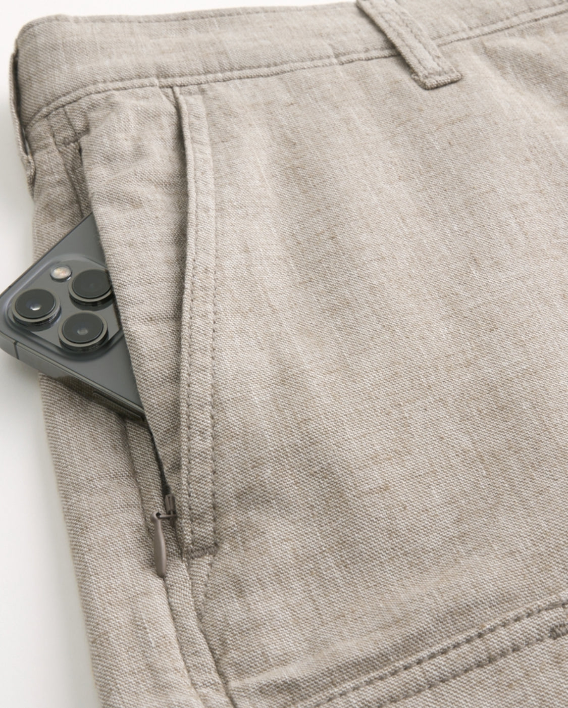 Short à enfiler mi-cuisse en mélange de lin