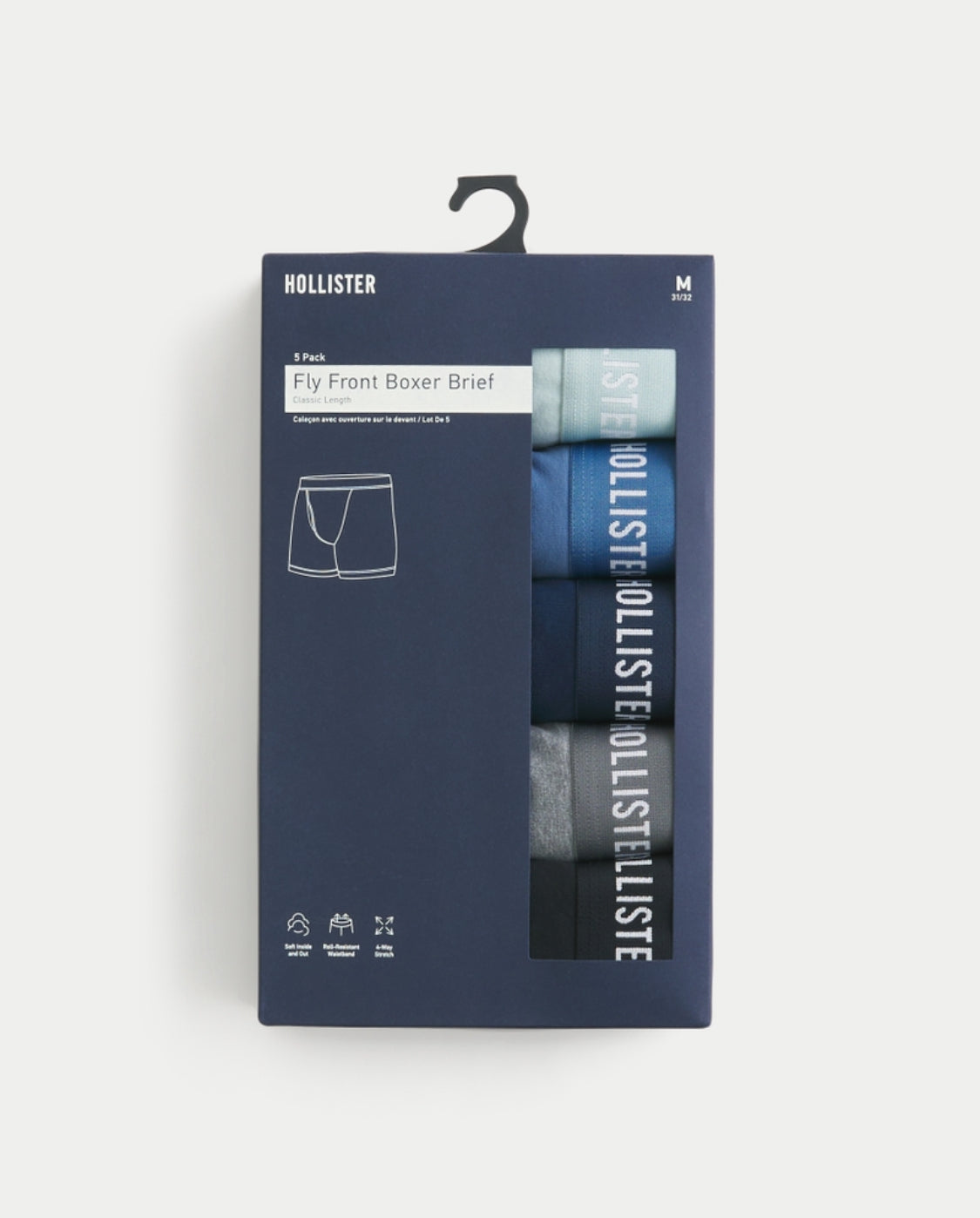 Lot de 5 boxers classiques à braguette invisible Hollister