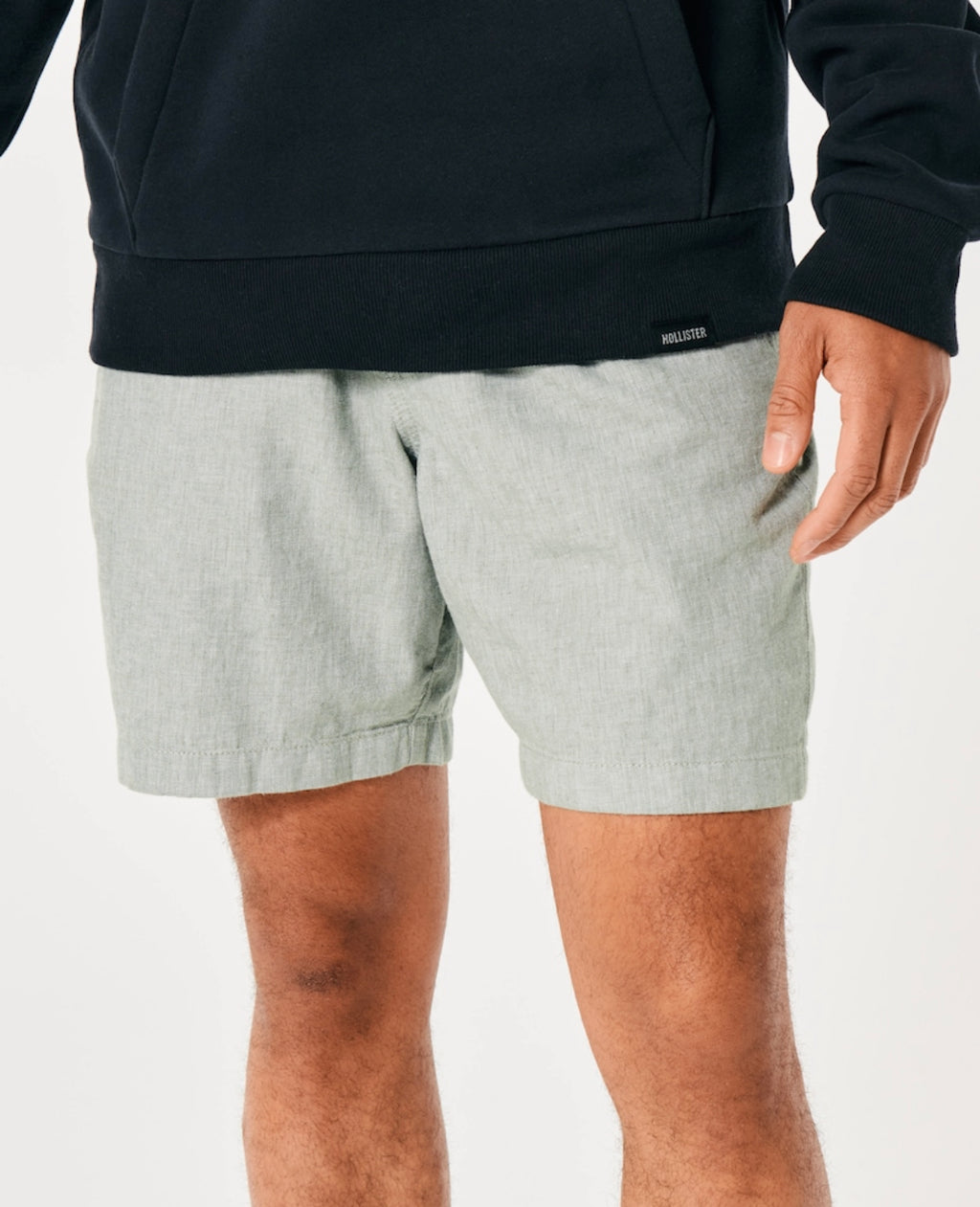 Short à enfiler mi-cuisse en mélange de lin