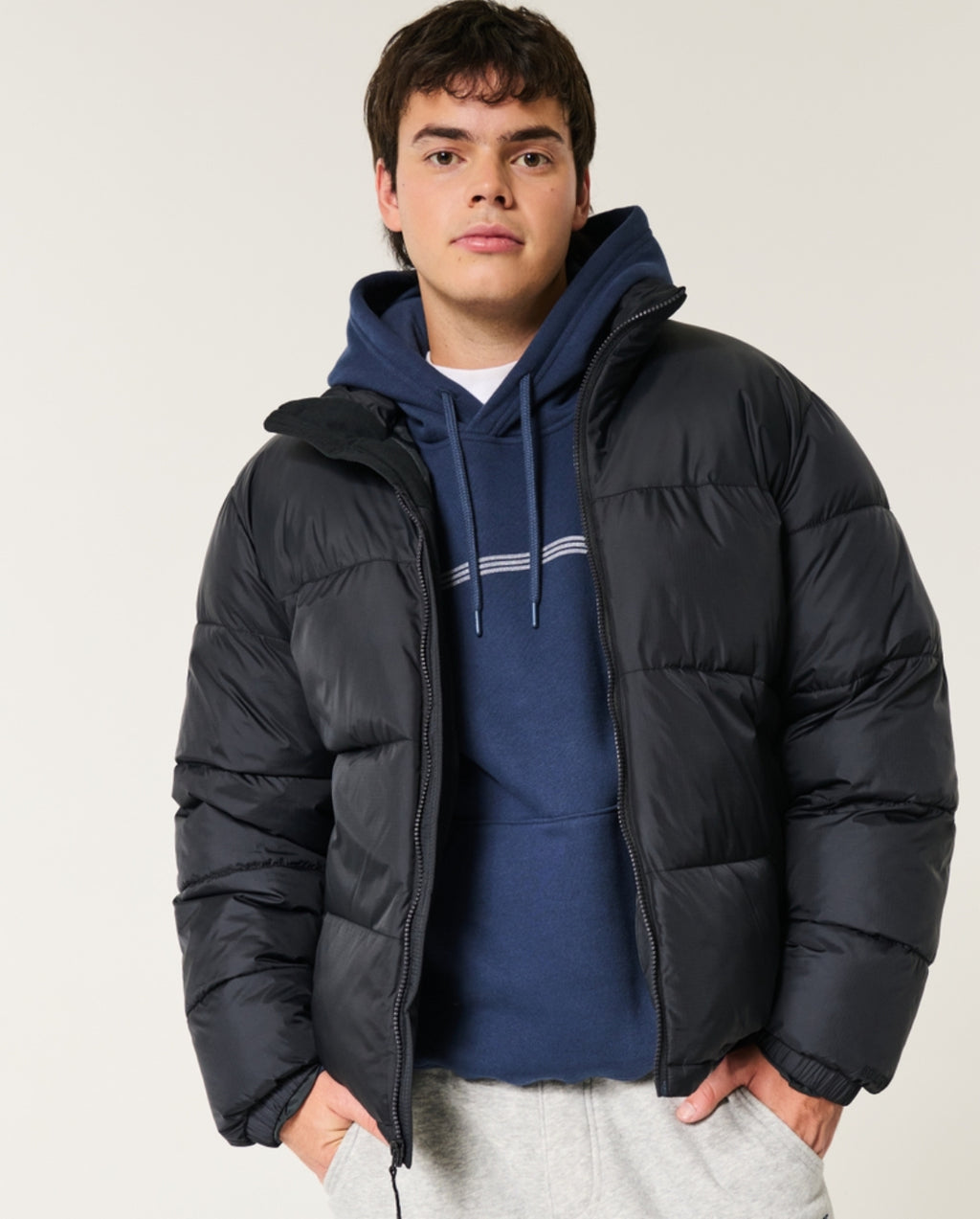 Doudoune à col cheminée de coupe boxy