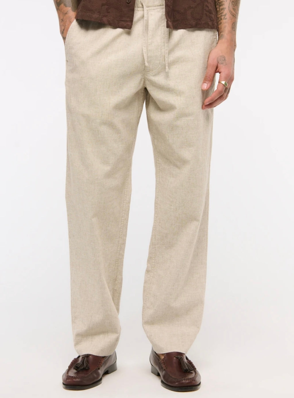 Pantalon ample à enfiler en lin mélangé A&F