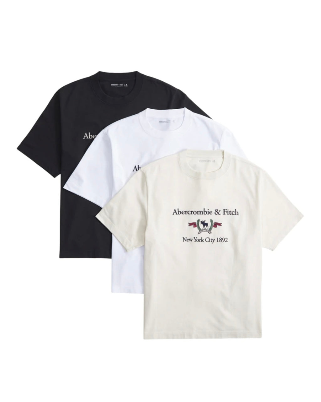 Pack de 3 t-shirts ras du cou à emblème A&F