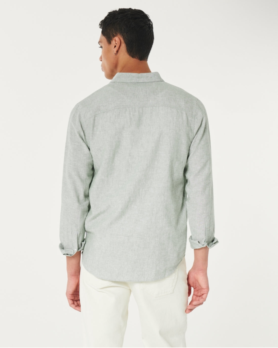 Chemise boutonnée à manches longues en lin mélangé