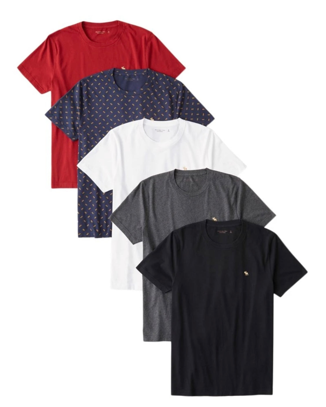 Pack de 5 t-shirts ras du cou à emblème A&F